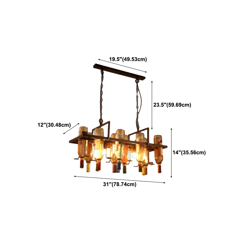 Household Glass Hanging Island Light Industrial Hanging Lighting Fixture for Dining Room