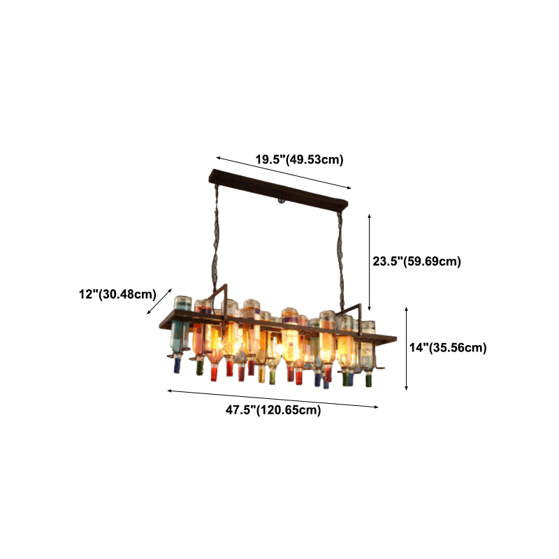 Household Glass Hanging Island Light Industrial Hanging Lighting Fixture for Dining Room