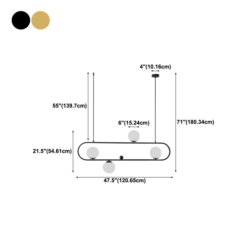 Light Luxury Style Hanging Lamp Ellipse Shape Island Light Fixture for Dining Table