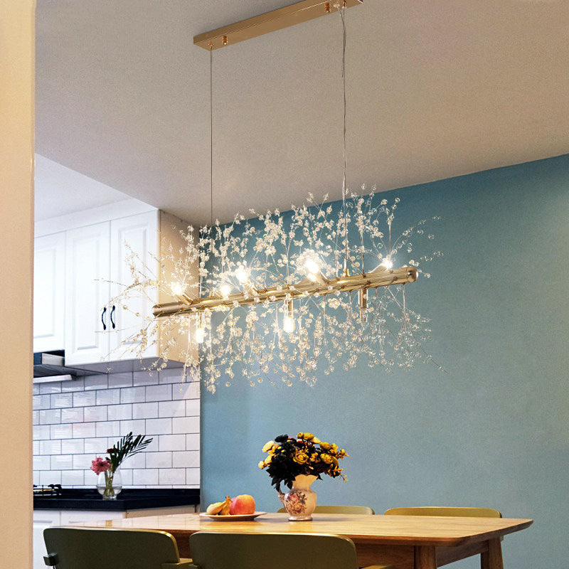 Sputnik Island Lamp Contemporary Hanging Light with Crystal for Dining Room