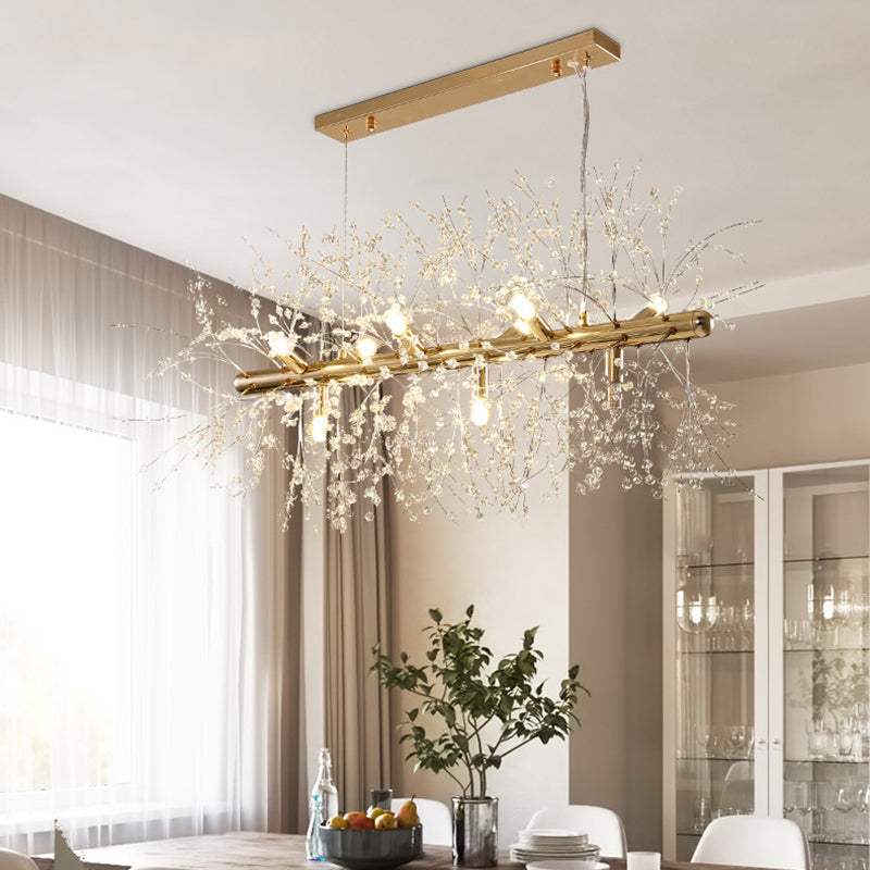 Sputnik Island Lamp Contemporary Hanging Light with Crystal for Dining Room