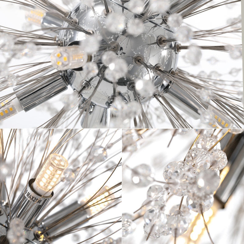 Sputnik Island Lamp Contemporary Hanging Light with Crystal for Dining Room