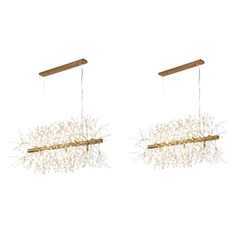 Sputnik Island Lamp Contemporary Hanging Light with Crystal for Dining Room