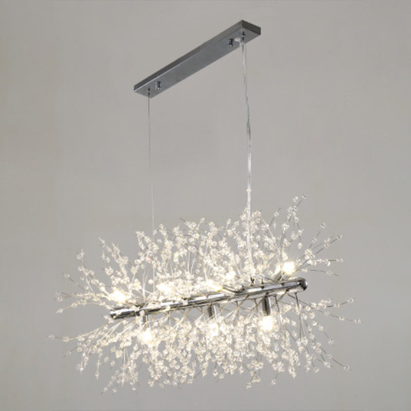 Sputnik Island Lamp Contemporary Hanging Light with Crystal for Dining Room