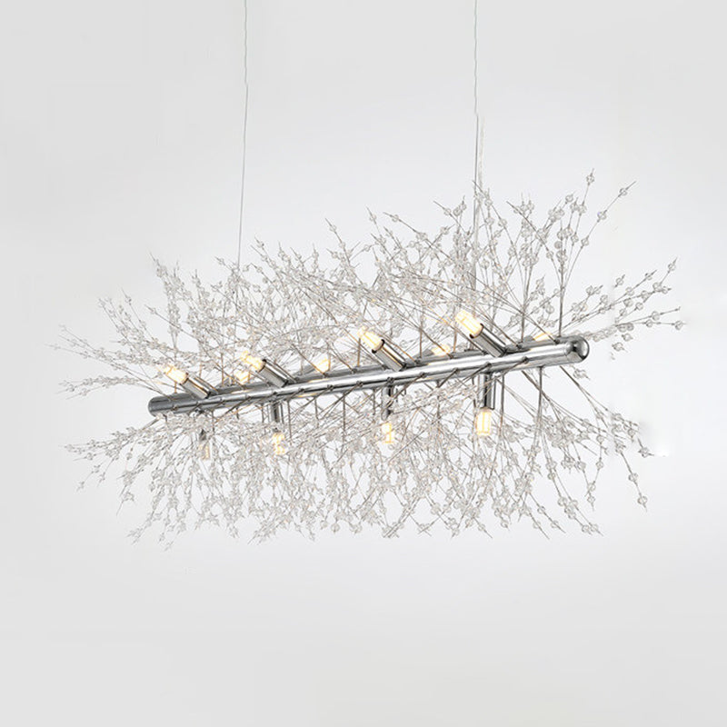 Sputnik Island Lamp Contemporary Hanging Light with Crystal for Dining Room