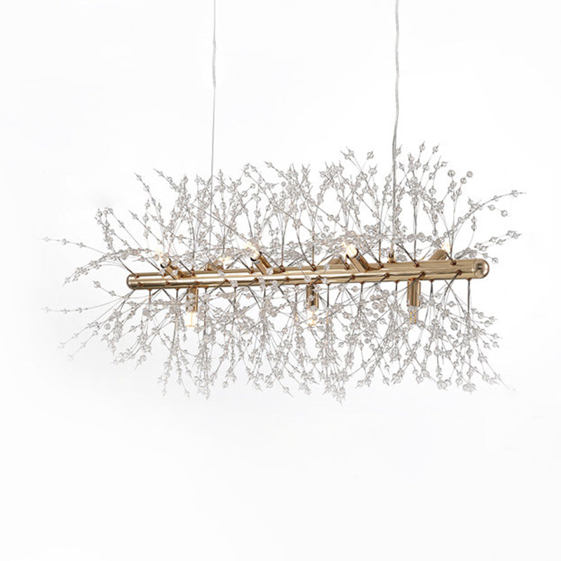 Sputnik Island Lamp Contemporary Hanging Light with Crystal for Dining Room