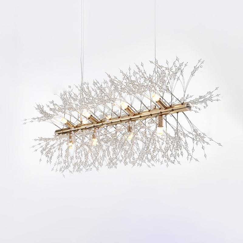 Sputnik Island Lamp Contemporary Hanging Light with Crystal for Dining Room