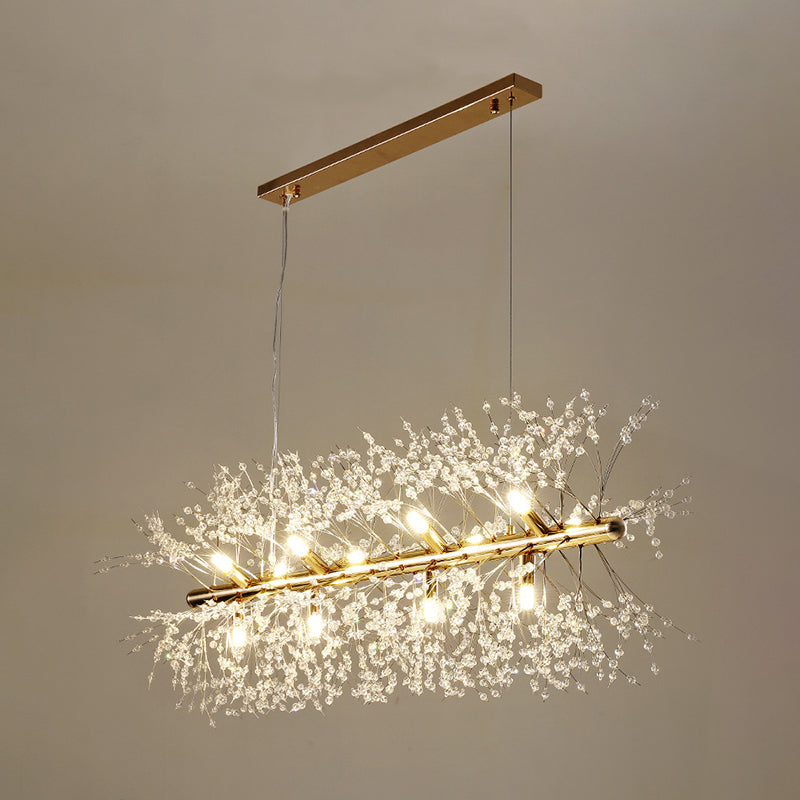 Sputnik Island Lamp Contemporary Hanging Light with Crystal for Dining Room
