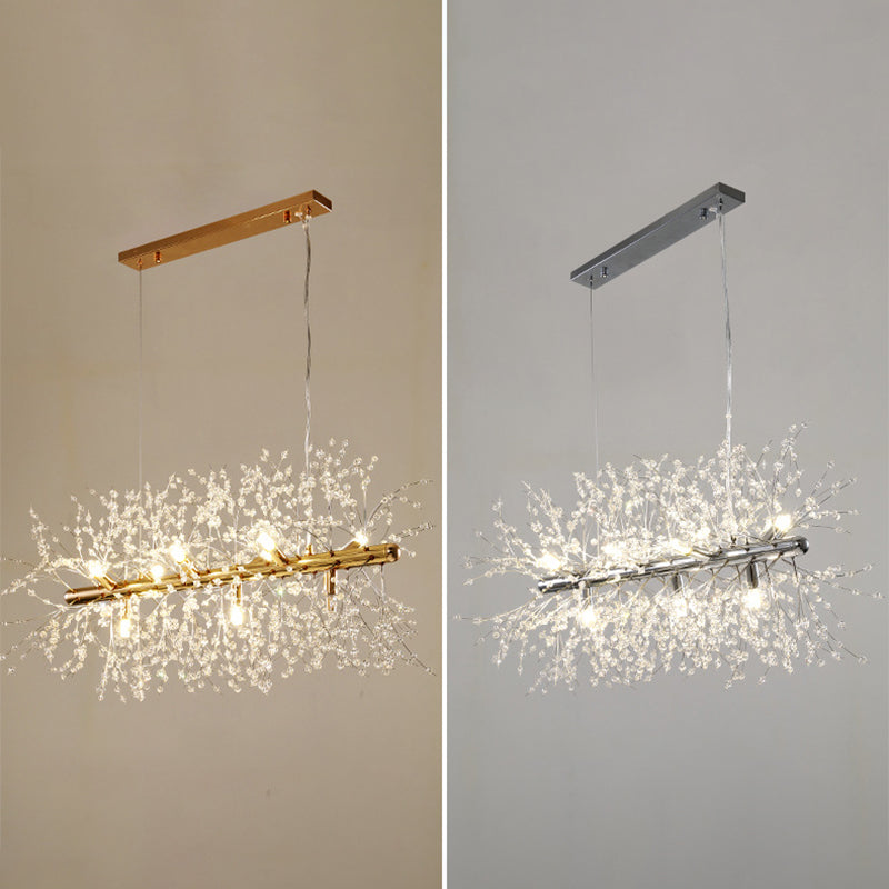 Sputnik Island Lamp Contemporary Hanging Light with Crystal for Dining Room