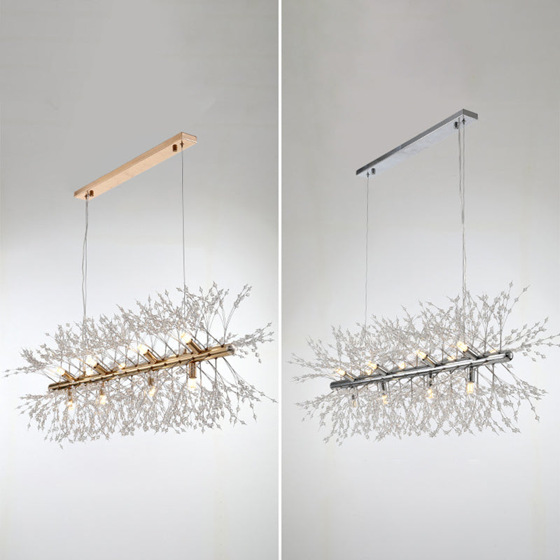 Sputnik Island Lamp Contemporary Hanging Light with Crystal for Dining Room