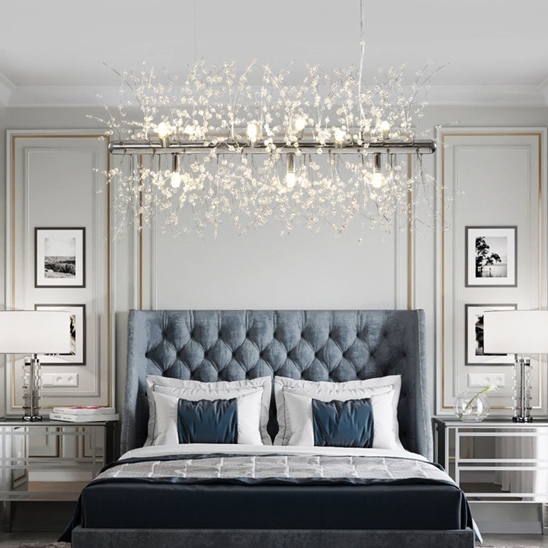 Sputnik Island Lamp Contemporary Hanging Light with Crystal for Dining Room