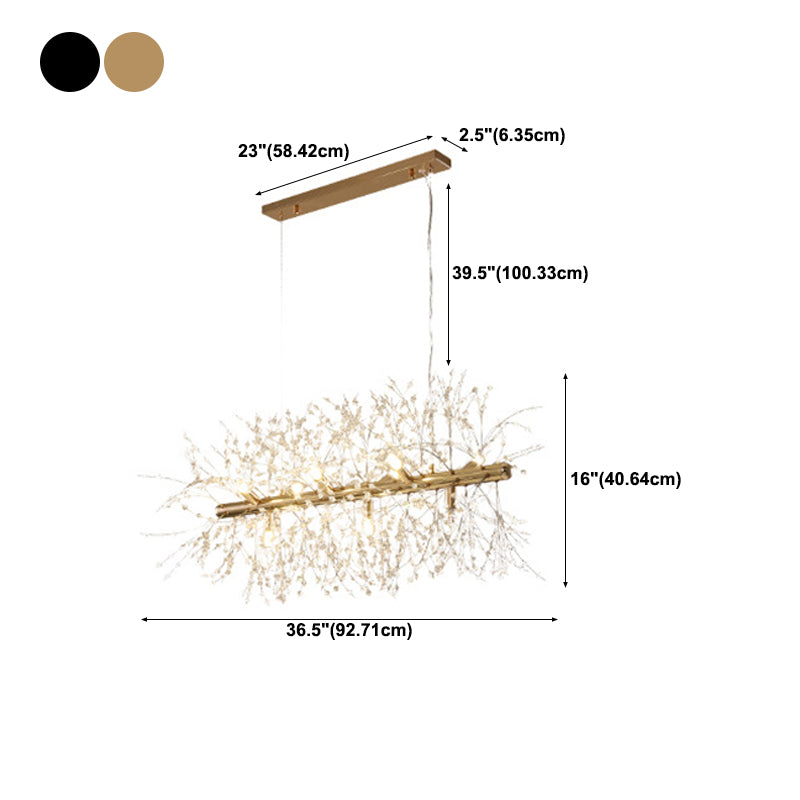 Sputnik Island Lamp Contemporary Hanging Light with Crystal for Dining Room