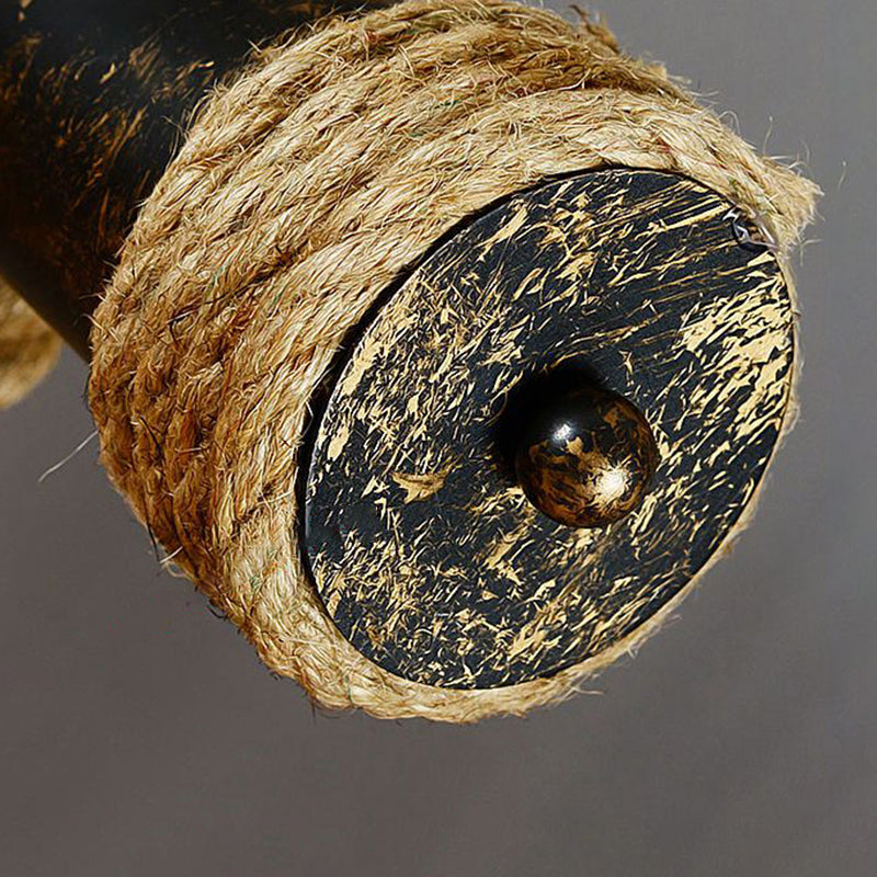 Industrial Hanging Light Exposed Bulb Island Lamp with Rope for Restaurant