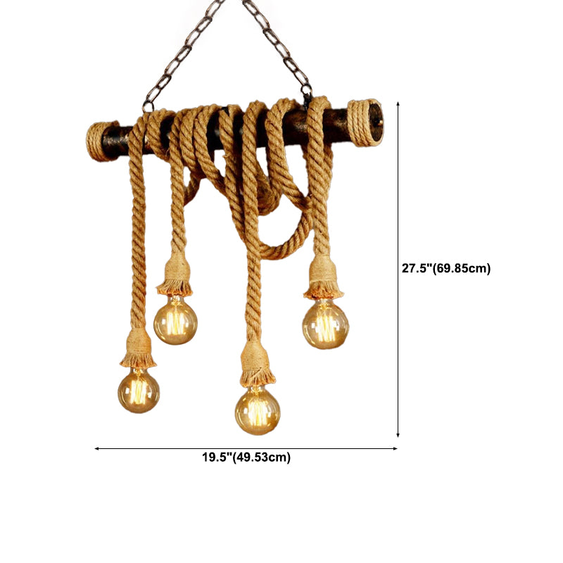 Industrial Hanging Light Exposed Bulb Island Lamp with Rope for Restaurant