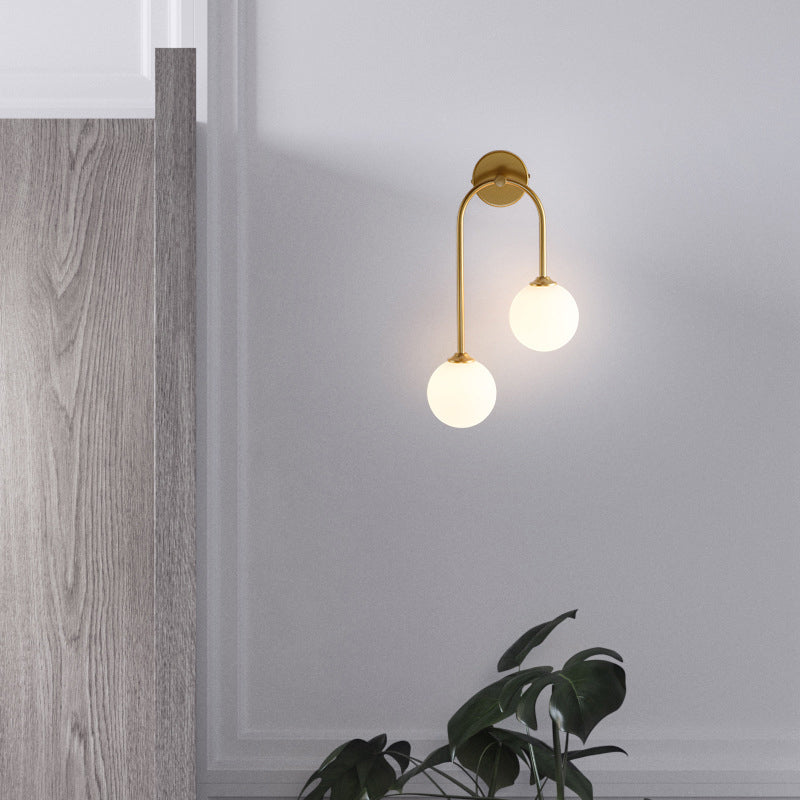 2-Light Golden/Black Contemporary Wall Mounted Sconce Iron Wall Light for Foyer