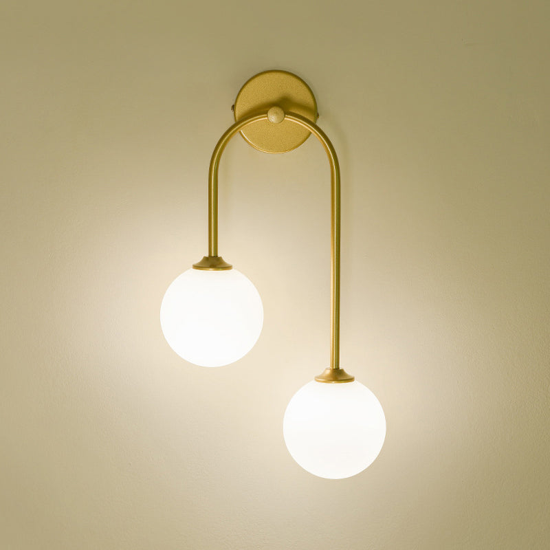 2-Light Golden/Black Contemporary Wall Mounted Sconce Iron Wall Light for Foyer