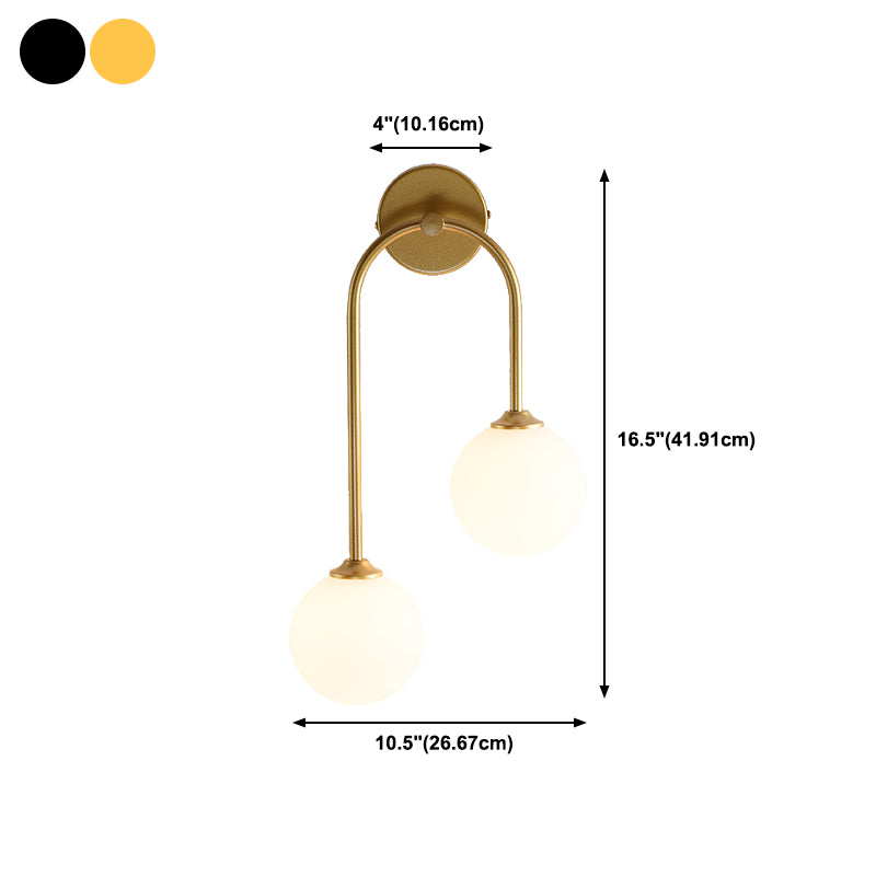 2-Light Golden/Black Contemporary Wall Mounted Sconce Iron Wall Light for Foyer