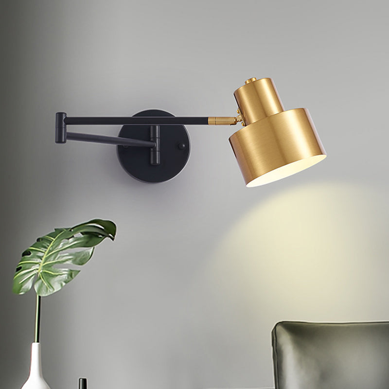 Single Golden/Black/Grey Contemporary Wall Mounted Sconce Metallic Wall Light for Foyer