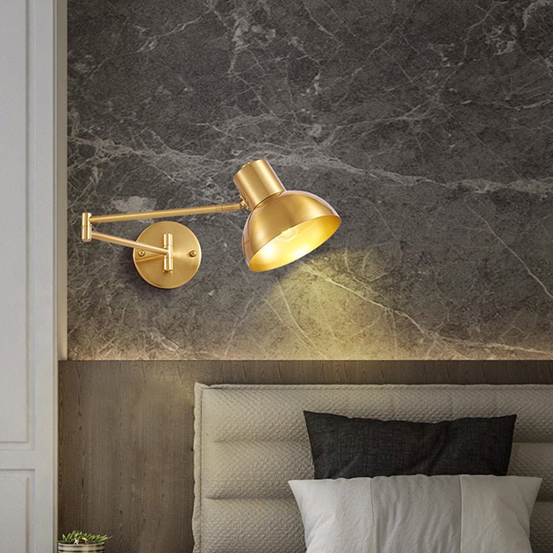 Single Golden/Black/Grey Contemporary Wall Mounted Sconce Metallic Wall Light for Foyer