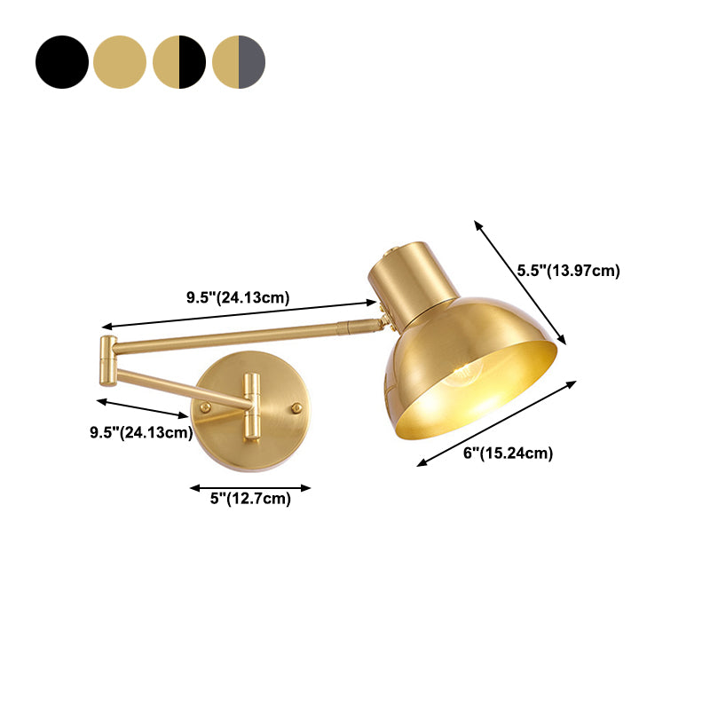 Single Golden/Black/Grey Contemporary Wall Mounted Sconce Metallic Wall Light for Foyer