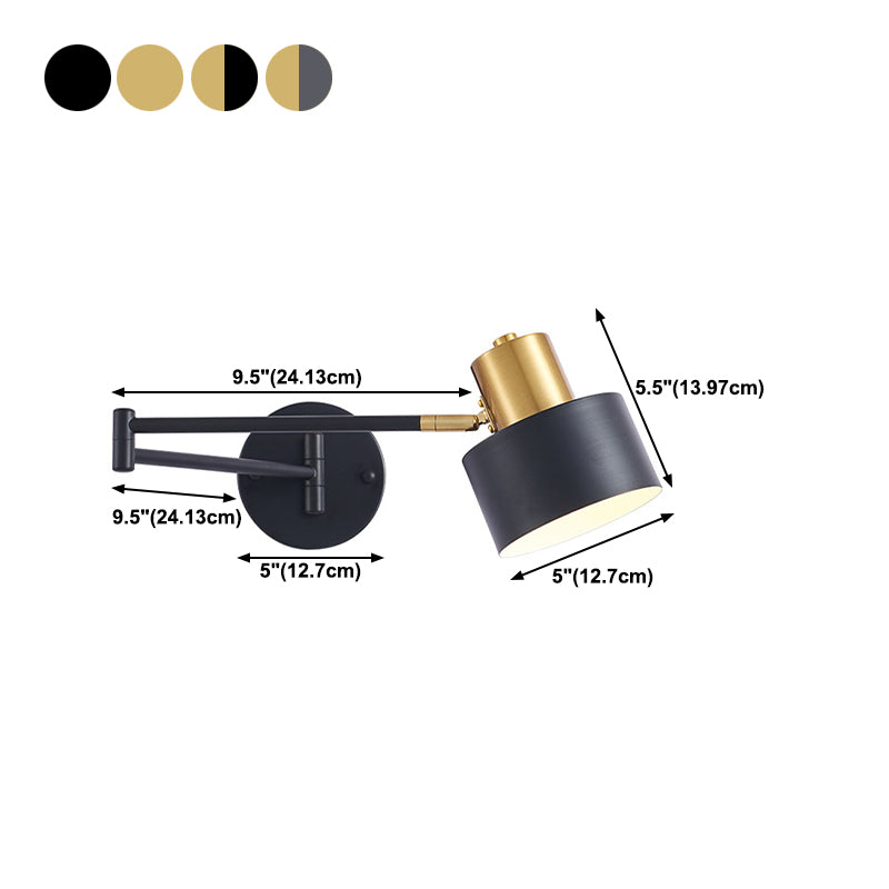 Single Golden/Black/Grey Contemporary Wall Mounted Sconce Metallic Wall Light for Foyer