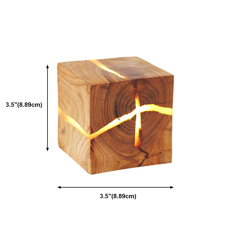Log Color 1-Light Wall Lamp in Modern Minimalist Wooden Square Wall Light for Bedroom