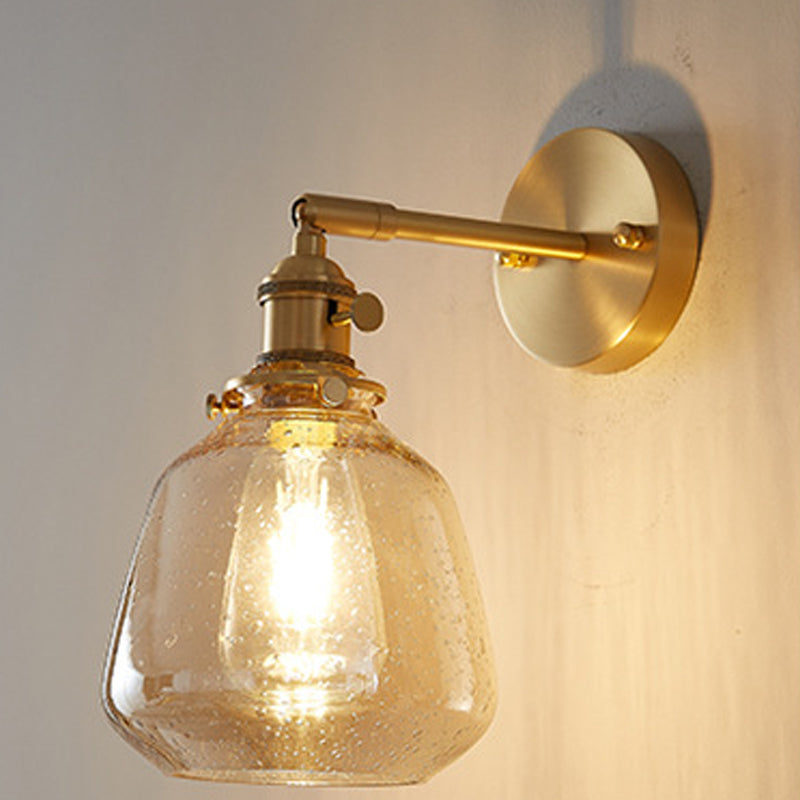 Brass 1-Light Wall Lamp in Modern Creative Style Glass Geometric Wall Light