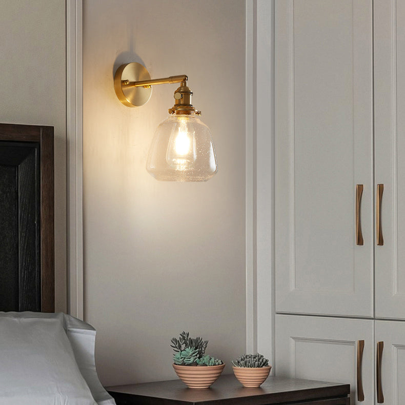 Brass 1-Light Wall Lamp in Modern Creative Style Glass Geometric Wall Light