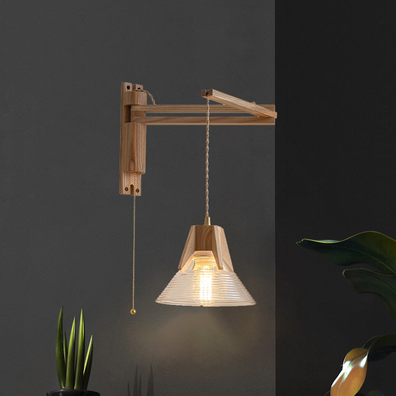 Log Color 1-Light Wall Lamp in Modern Creative Style Wooden Geometric Wall Light