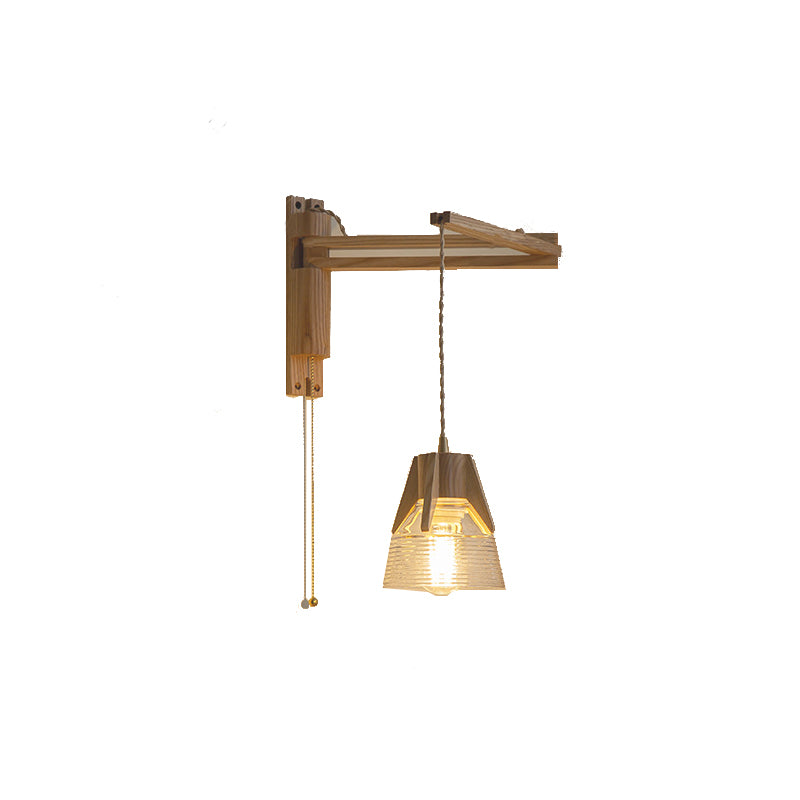 Log Color 1-Light Wall Lamp in Modern Creative Style Wooden Geometric Wall Light