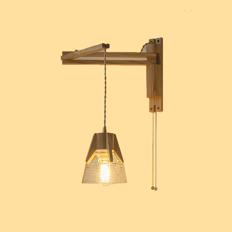 Log Color 1-Light Wall Lamp in Modern Creative Style Wooden Geometric Wall Light