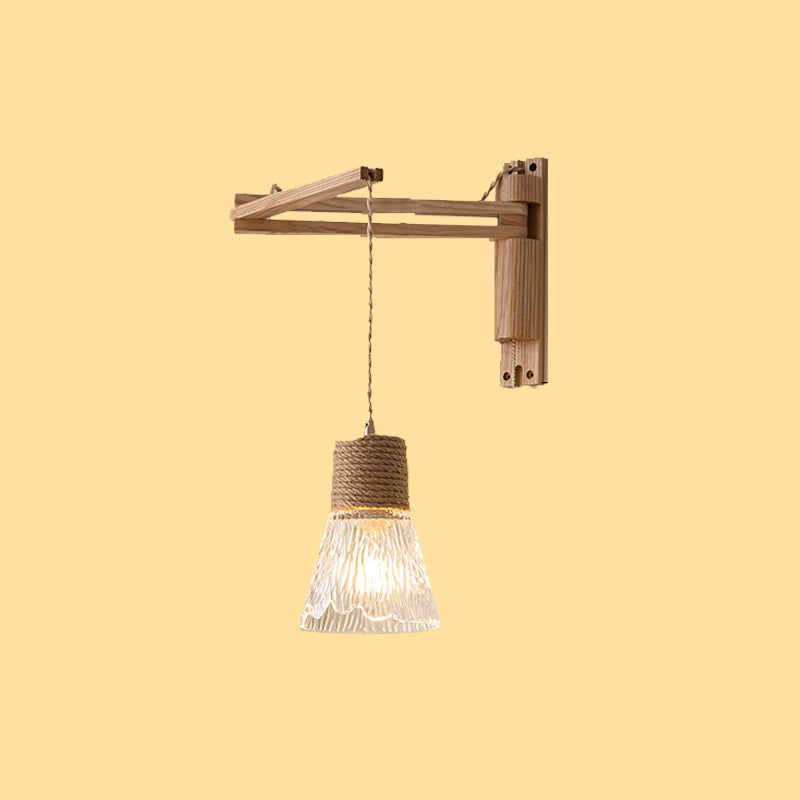 Log Color 1-Light Wall Lamp in Modern Creative Style Wooden Geometric Wall Light