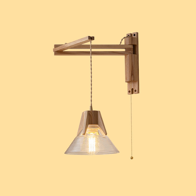 Log Color 1-Light Wall Lamp in Modern Creative Style Wooden Geometric Wall Light