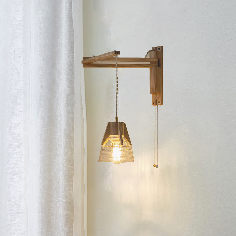 Log Color 1-Light Wall Lamp in Modern Creative Style Wooden Geometric Wall Light
