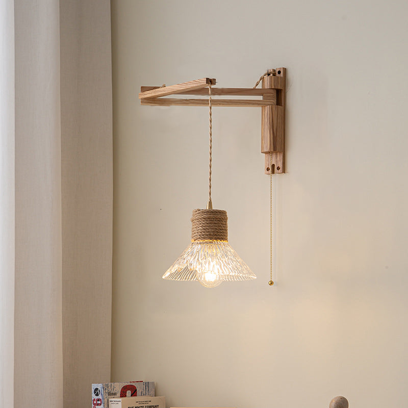 Log Color 1-Light Wall Lamp in Modern Creative Style Wooden Geometric Wall Light