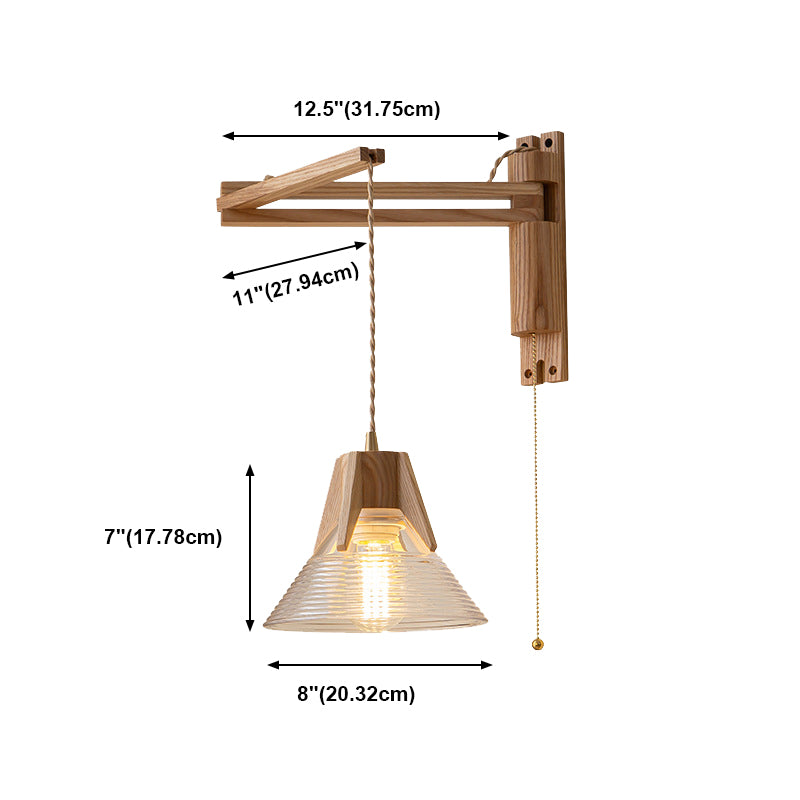 Log Color 1-Light Wall Lamp in Modern Creative Style Wooden Geometric Wall Light
