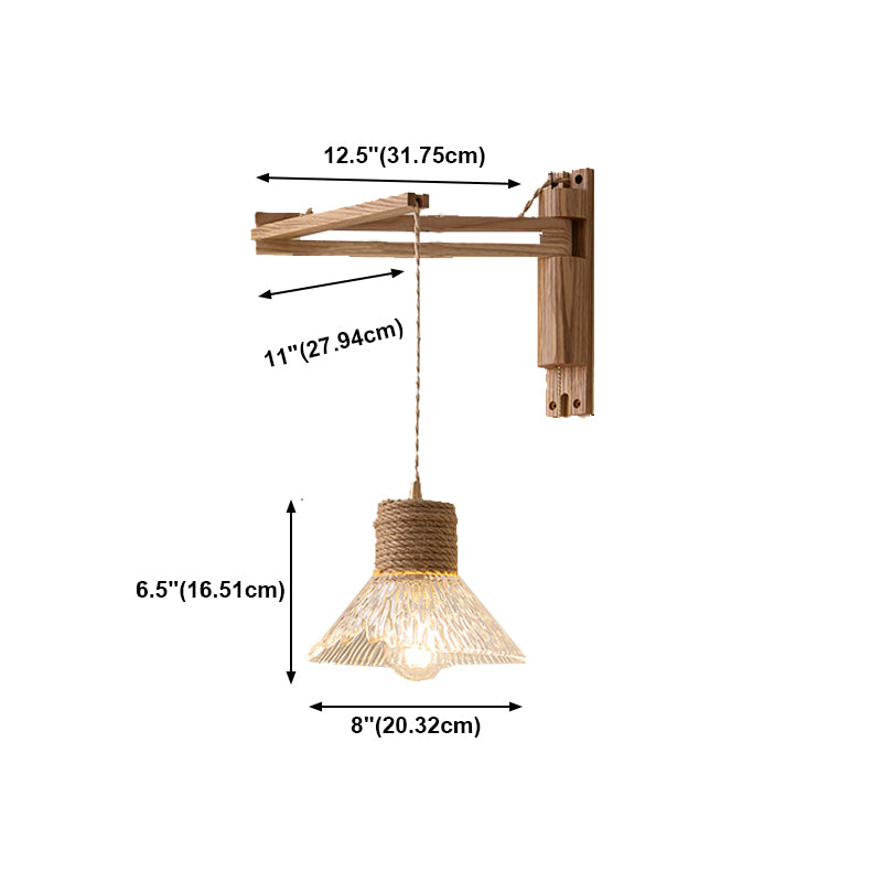 Log Color 1-Light Wall Lamp in Modern Creative Style Wooden Geometric Wall Light