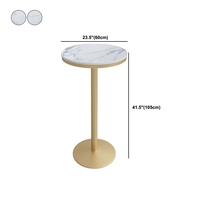 Stone Bar Dining Table Glam Round Bar Table with Pedestal for Milk Tea Shop Cafe