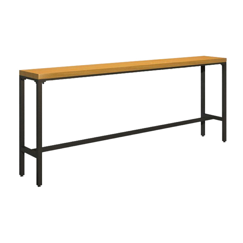 Rectangular Pine Wood Top Bistro Table Industrial Bar Table with Metal Trestle Base