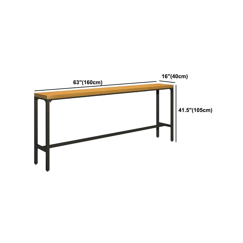 Rectangular Pine Wood Top Bistro Table Industrial Bar Table with Metal Trestle Base