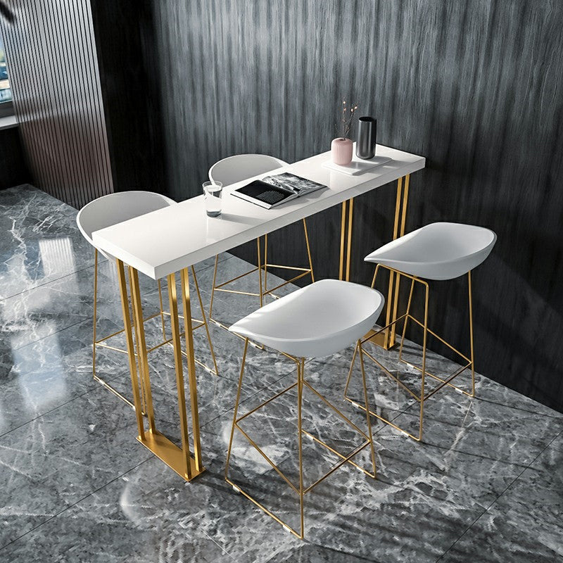 White Wood Table Rectangle Contemporary with Metal Base Cocktail Table with Base