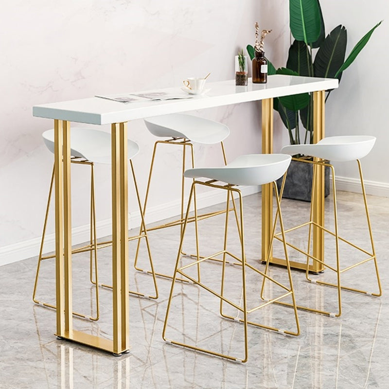 White Wood Table Rectangle Contemporary with Metal Base Cocktail Table with Base