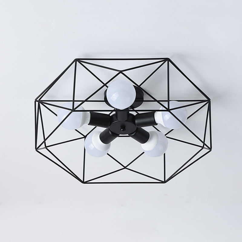 Retro Flush Mount Ceiling Light Caged Ceiling Lamp for Bedroom