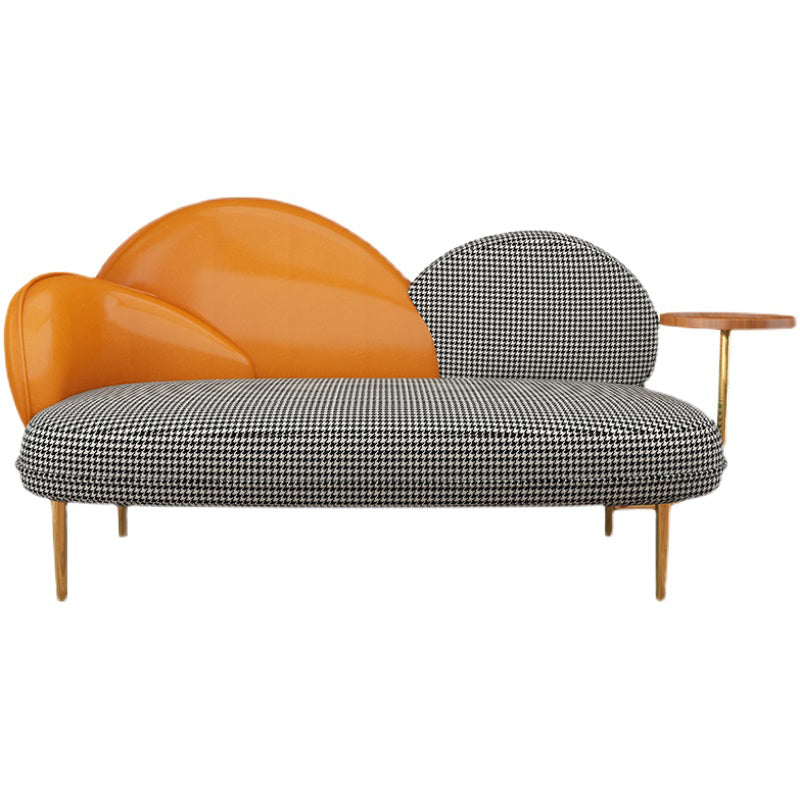Contemporary Curved Sofa Sloped Arm Sofa with Storage Tray for Living Room