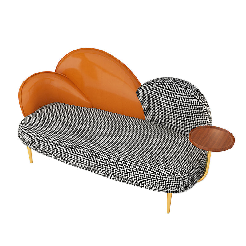 Contemporary Curved Sofa Sloped Arm Sofa with Storage Tray for Living Room