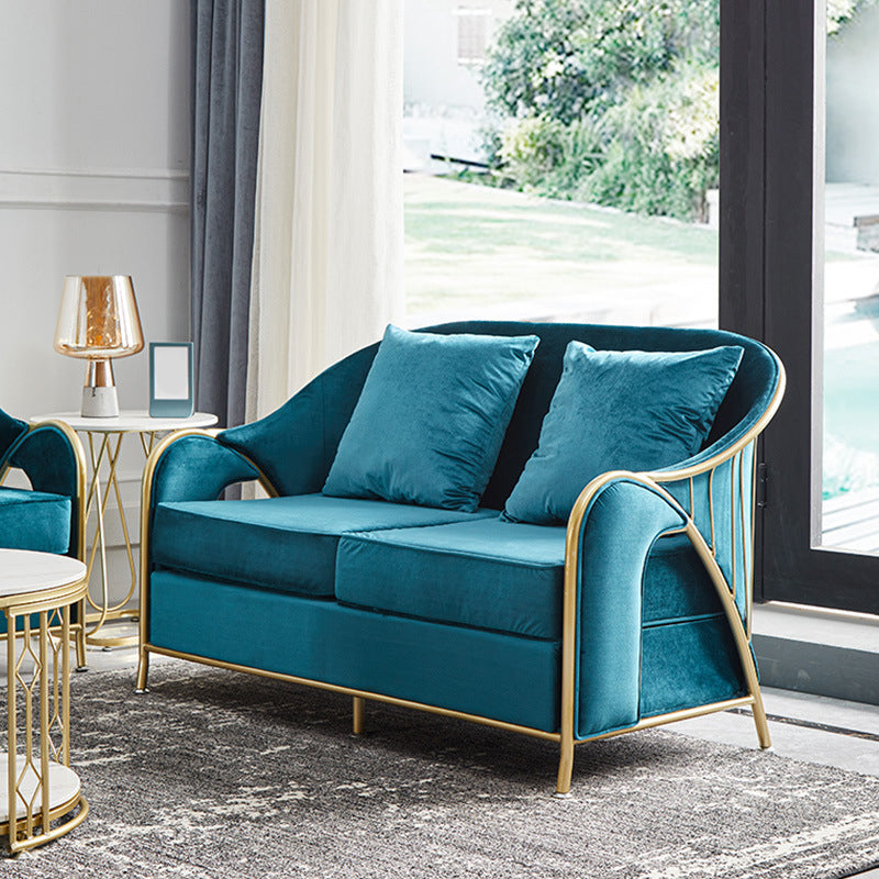 Velvet Sloped Arms Sofa with Tight Back for Living Room 34.65" H