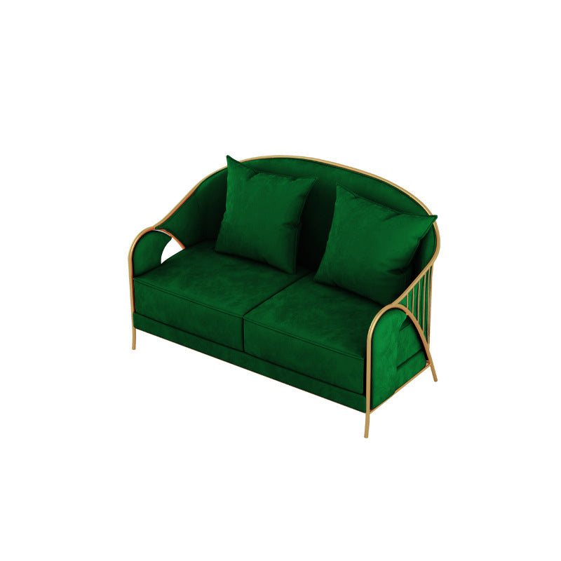 Velvet Sloped Arms Sofa with Tight Back for Living Room 34.65" H