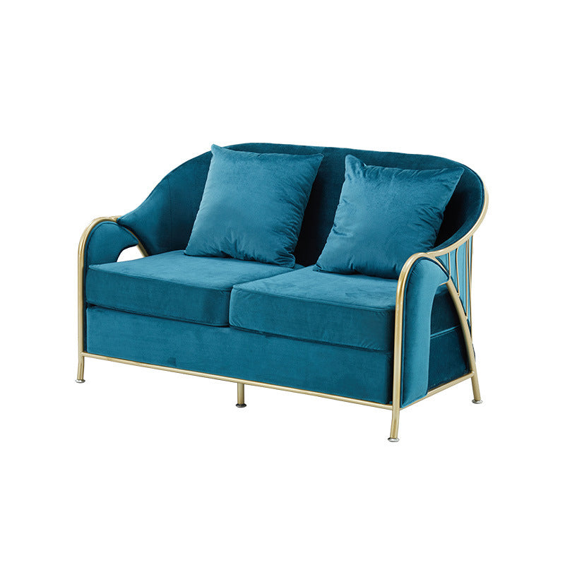 Velvet Sloped Arms Sofa with Tight Back for Living Room 34.65" H