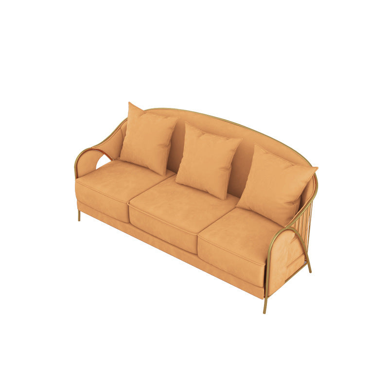 Velvet Sloped Arms Sofa with Tight Back for Living Room 34.65" H