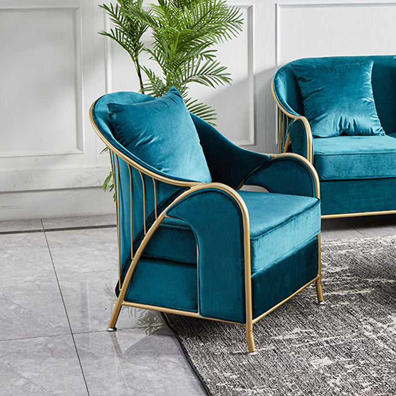 Velvet Sloped Arms Sofa with Tight Back for Living Room 34.65" H